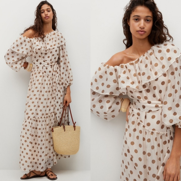🔥Last 1🔥MANGO polka-dot ruffle maxi dress - Picture 13 of 16